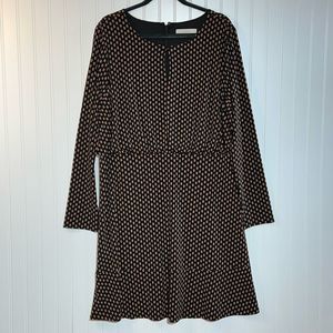 LOFT Black and Pink Long Sleeve Dress